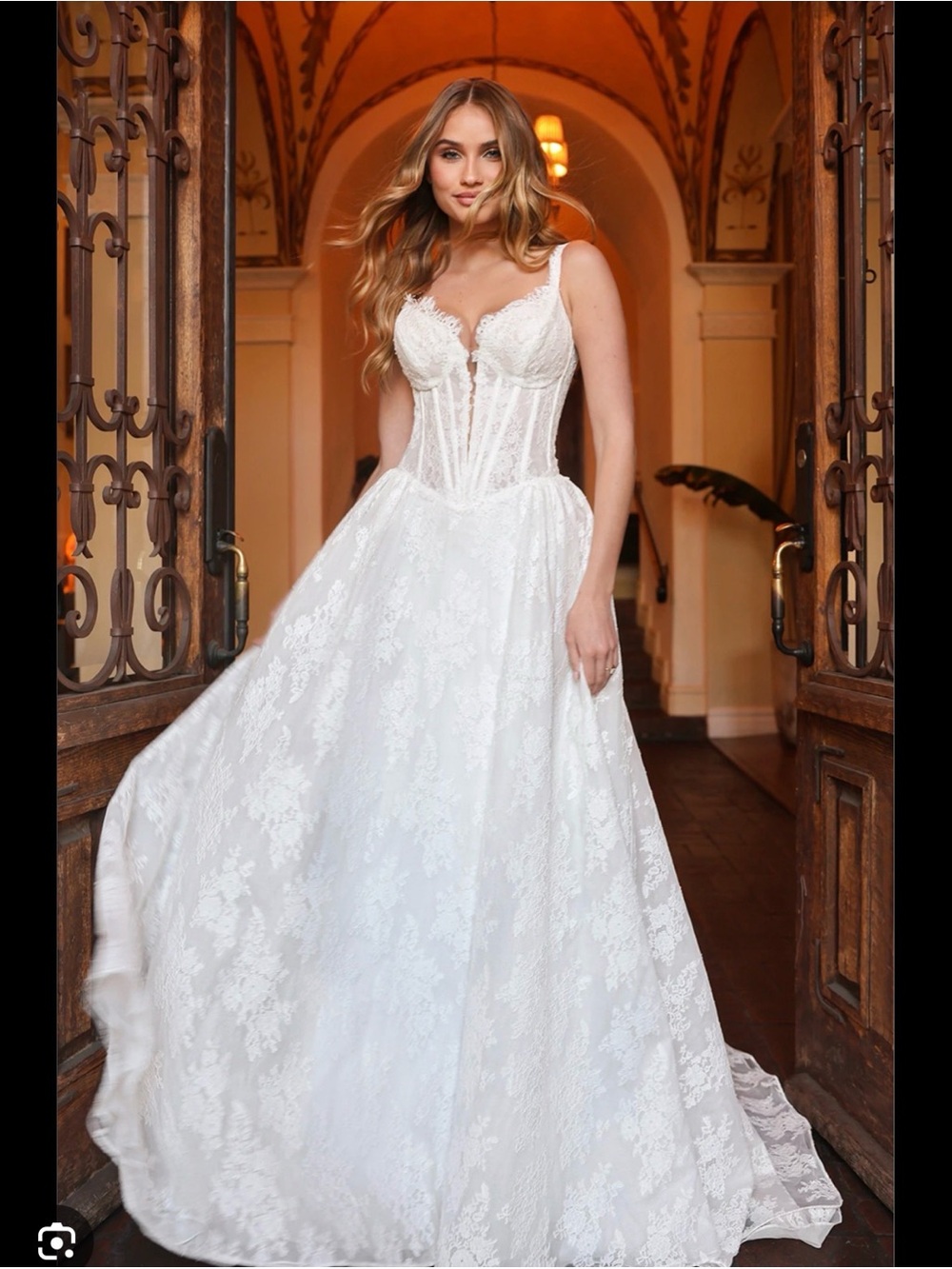 Essence of Australia Lace Corset Bodice Ball Gown Wedding Dress in White